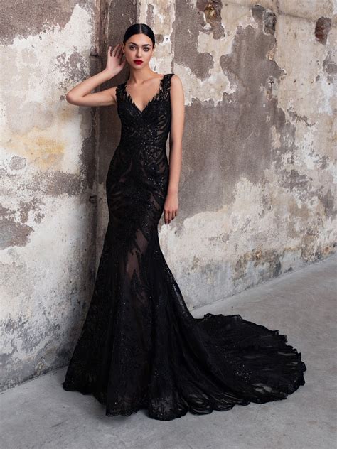 black wedding dresses with lace